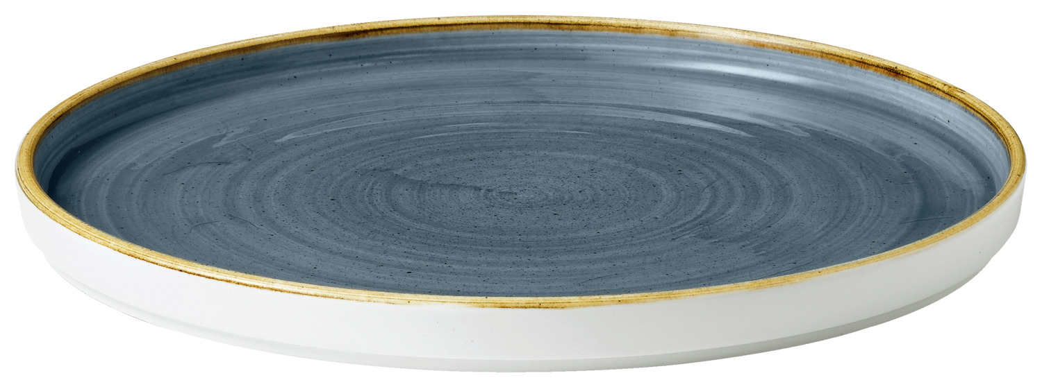 Flat plate Stonecast Blueberry with raised rim