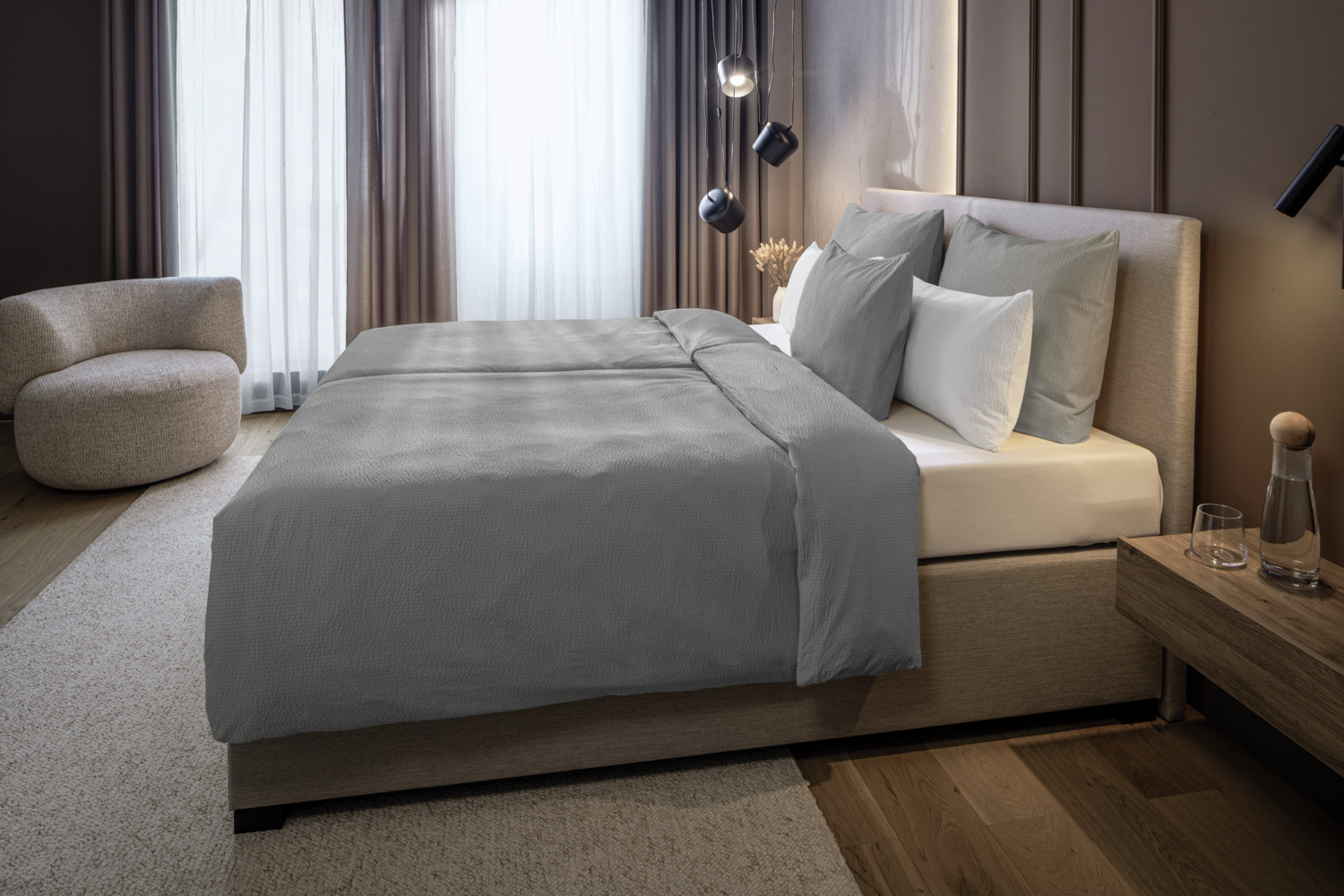 Pillow cover Avellino woven seersucker