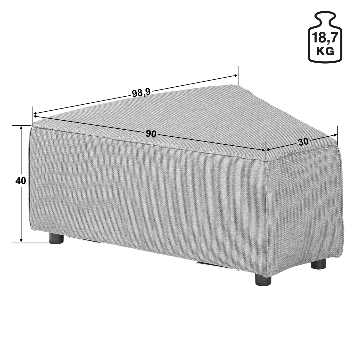 Rounded stool for modular sofa Belford fabric - Image 3